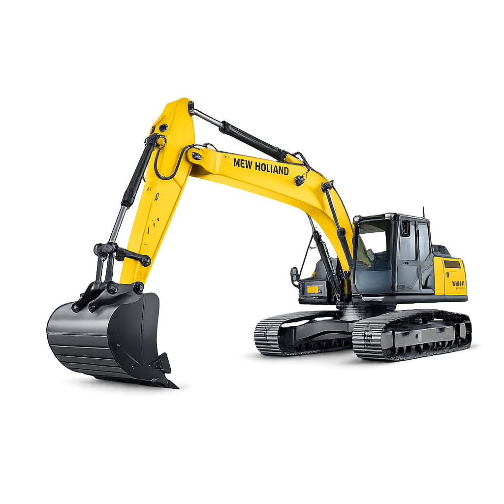 Ilustración de excavadora y maquinaria de construcción